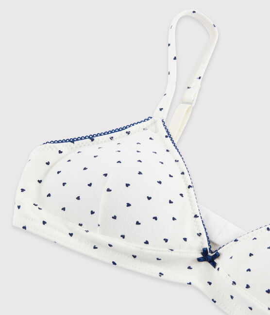 Girls' Mini Hearts Padded Bra MARSHMALLOW white/MEDIEVAL blue