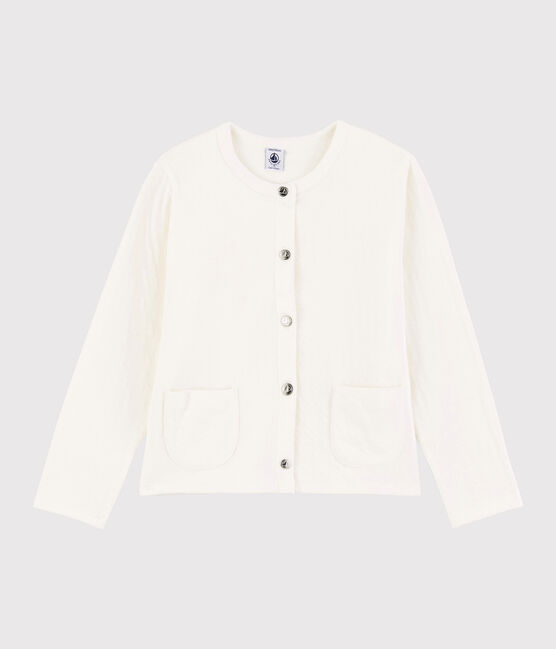 Girls' Tube Knit Cardigan MARSHMALLOW white