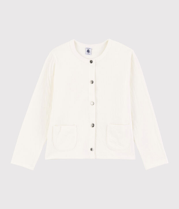 Girls' Tube Knit Cardigan white