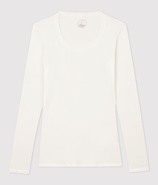 Women's Fine Rib Knit T-Shirt MARSHMALLOW white