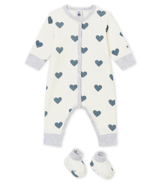Baby girl's night set MARSHMALLOW white/ASTRO blue