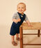 Babies' Short-Sleeved Slub Jersey T-Shirt AVALANCHE white/SMOKING blue