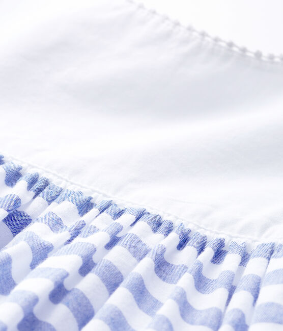 Baby Girls' Short-Sleeved Dress MARSHMALLOW white/RIYADH blue