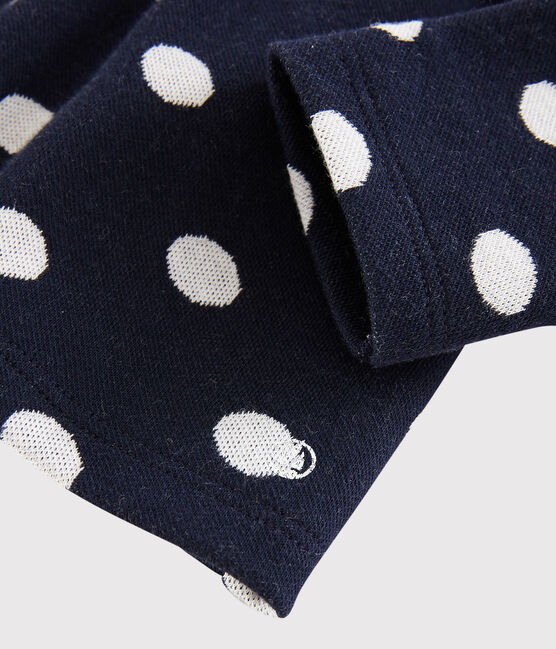 Baby girl's spotty cardigan SMOKING blue/MARSHMALLOW white