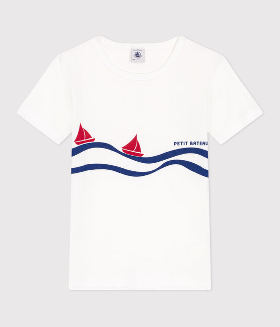 Children's short-sleeved cotton T-shirt ECUME white/MULTICO white