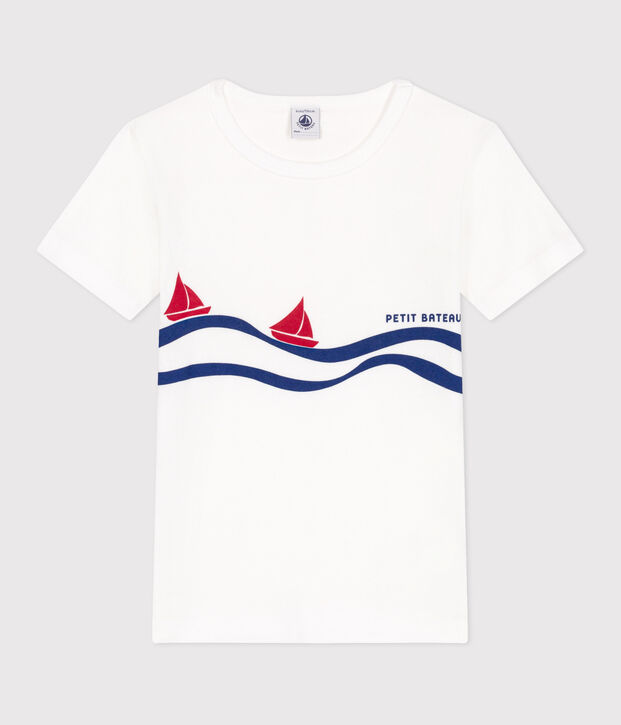 Children's short-sleeved cotton T-shirt white/multicolor