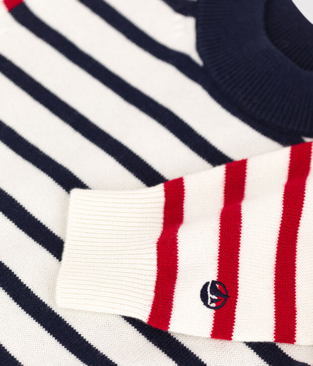 Little Children's Unisex Cotton Breton Pullover white/multicolor