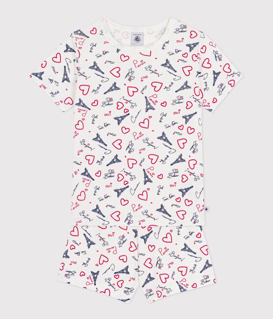 Children's short Paris print cotton pyjamas MARSHMALLOW white/MULTICO white