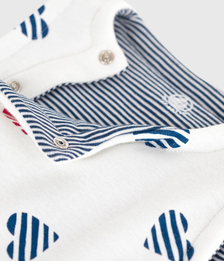 Babies' sleeveless reversible printed cotton cardigan white/red