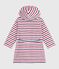 Children's stripy cotton terry bathrobe MARSHMALLOW white/MULTICO white