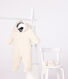 Babies' sherpa snowsuit with ears and a pinstriped lining