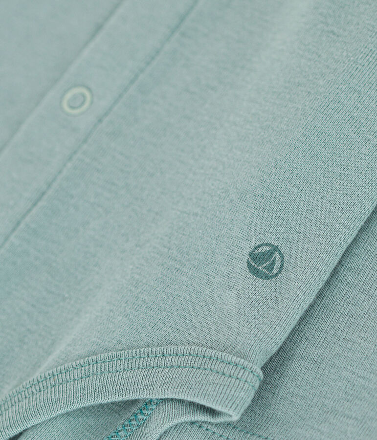 Babies' Long-Sleeved Cotton Bodysuit With Collar green