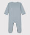 Babies' Pinstriped Cotton Sleepsuit ROVER blue/MARSHMALLOW white