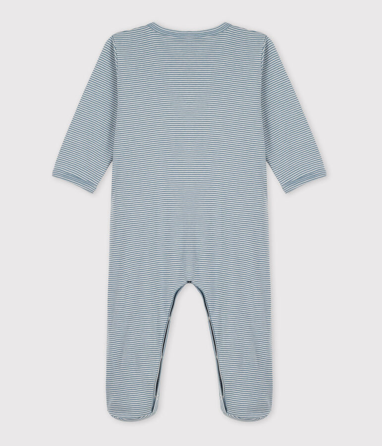 Babies' Pinstriped Cotton Sleepsuit blue/white