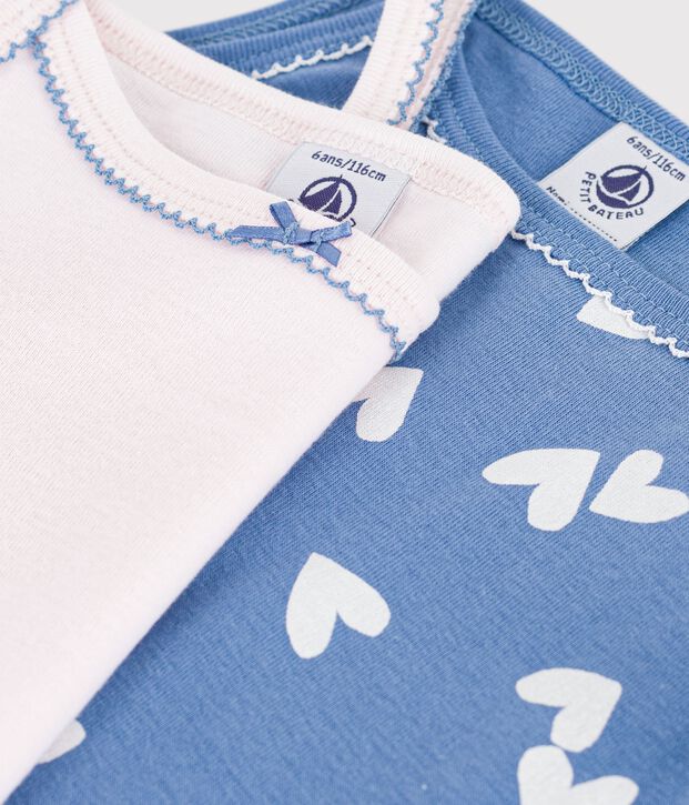 Pack of children's cotton tank tops with hearts multicolor