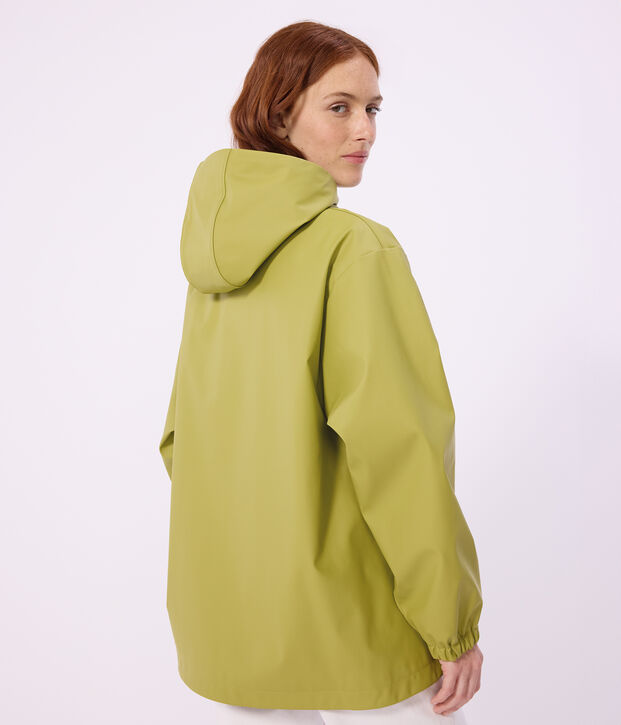 Women's short raincoat green