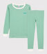 Boys' Green Striped Organic Cotton Snugfit Pyjamas