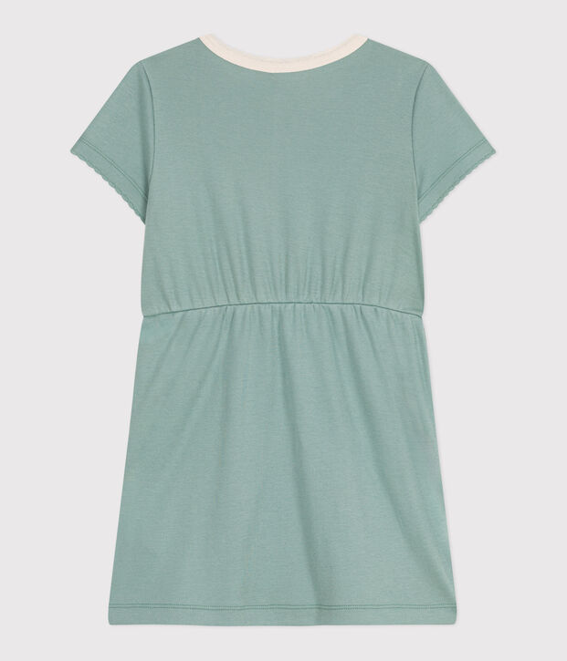 Children's short-sleeved plain cotton dress green