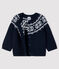 Baby's cardigan in 100% wool SMOKING blue/MARSHMALLOW white