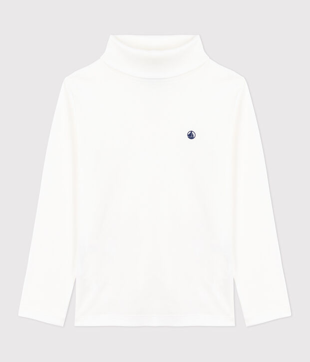 Children's plain cotton rollneck top white