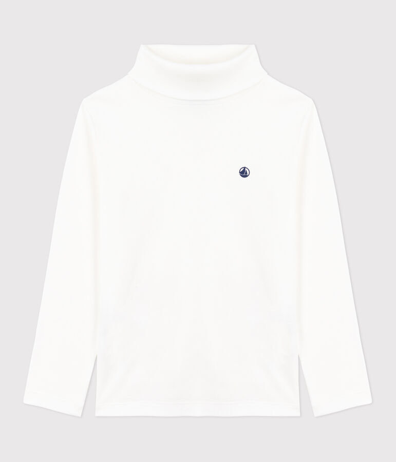 Children's plain cotton rollneck top white
