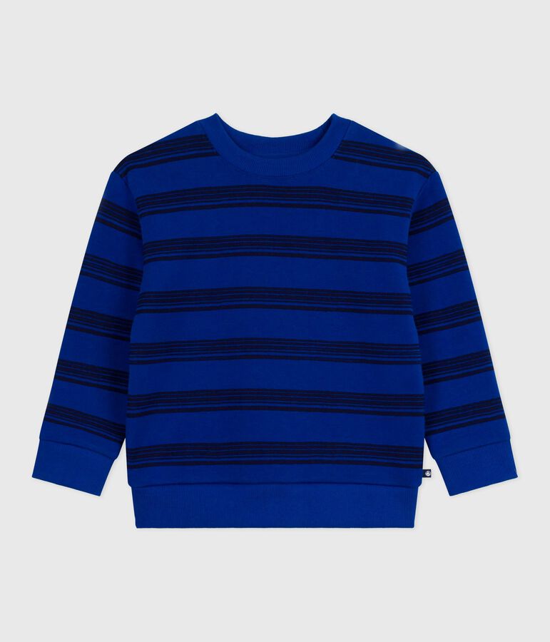 Children's stripy cotton sweatshirt blue/blue