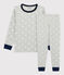 Boys' Star Print Cotton Pyjamas BELUGA grey/MARSHMALLOW white
