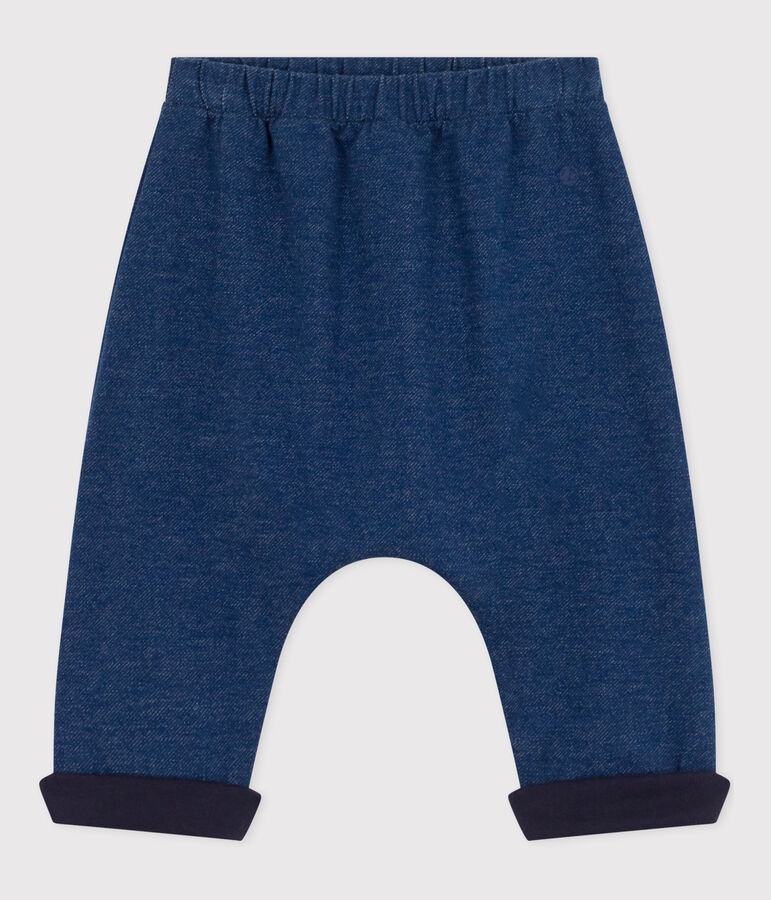 Babies' Denim Fleece Parachute Trousers blue/beige