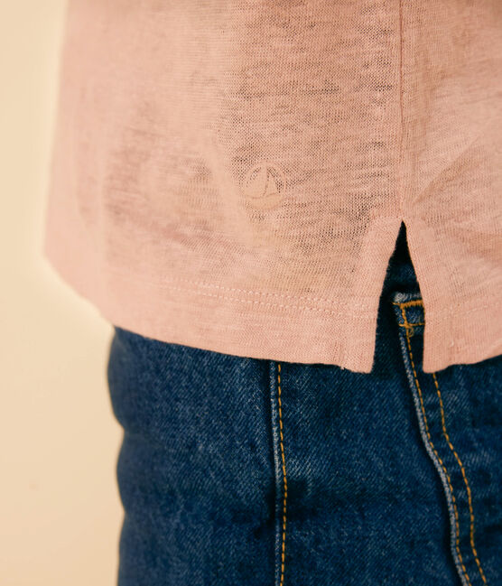 Women's Straight Round-Neck Linen T-Shirt SALINE pink
