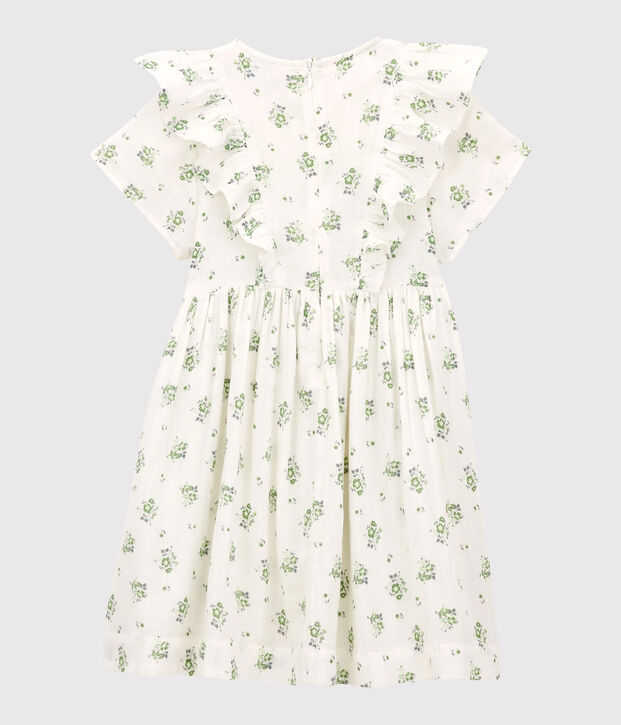Girls' Organic Cotton Gauze Print Dress white/multicolor
