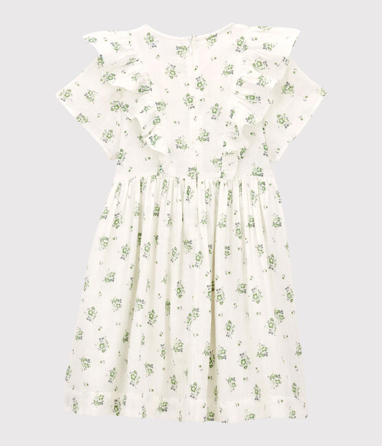 Girls' Organic Cotton Gauze Print Dress MARSHMALLOW white/MULTICO white