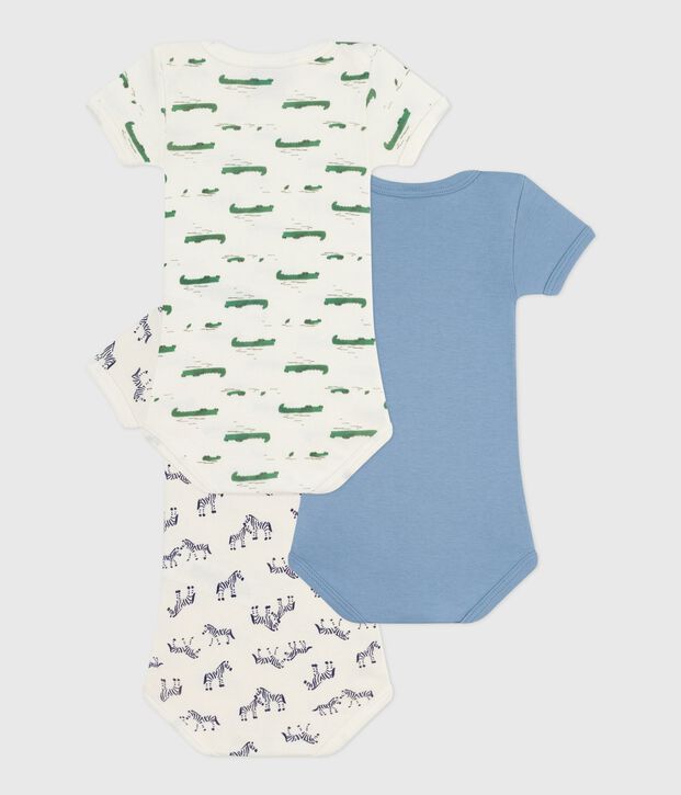 Pack of short-sleeved animal-themed cotton bodies for babies multicolor