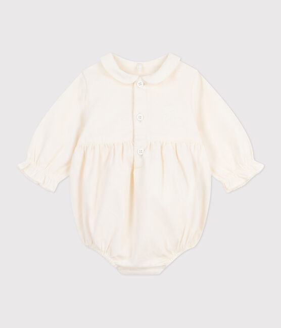 Babies' special occasion playsuit in embroidered corduroy MILK Ecru