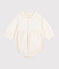 Babies' special occasion playsuit in embroidered corduroy MILK Ecru