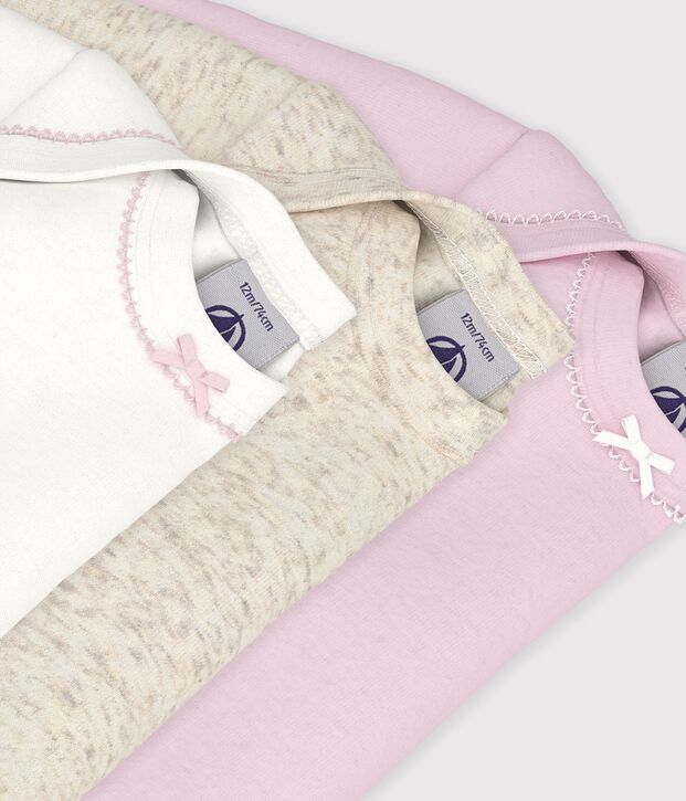 Pack of plain cotton long-sleeved baby bodies multicolor