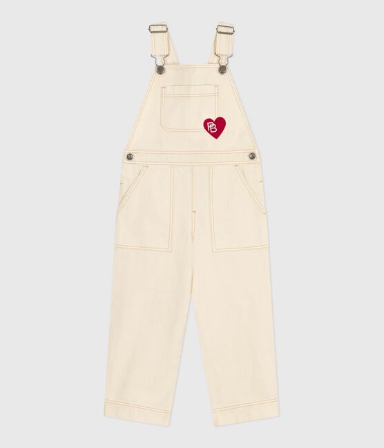 Children's plain denim dungarees MILK Ecru