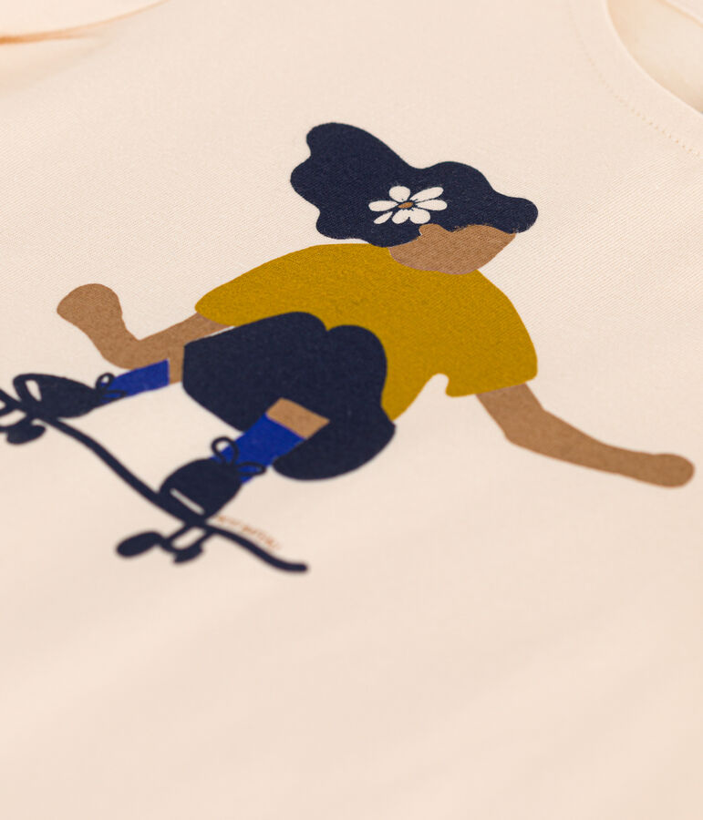 Girls' Lightweight Jersey T-Shirt Ecru/multicolor