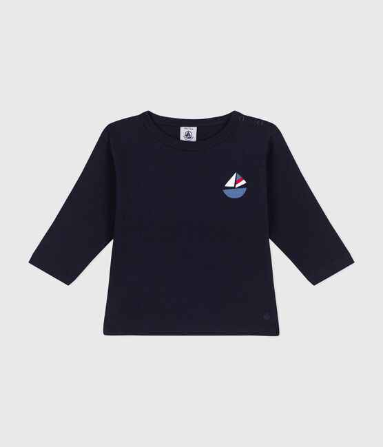 Babies' long-sleeved cotton T-Shirt SMOKING blue