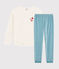 Girls' or Women's Velour Pyjamas MARSHMALLOW white/BRUME
