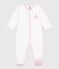 Babies' plain velour pyjama suit MARSHMALLOW white