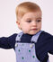 Babies' dungarees in serge with long legs and a heart print purple/multicolor