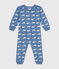 Babies' Footless Whale Design Cotton Pyjamas BEACH blue/MARSHMALLOW