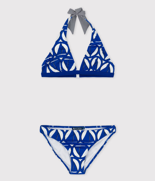 Women's printed two-piece swimsuit white/blue/multicolor