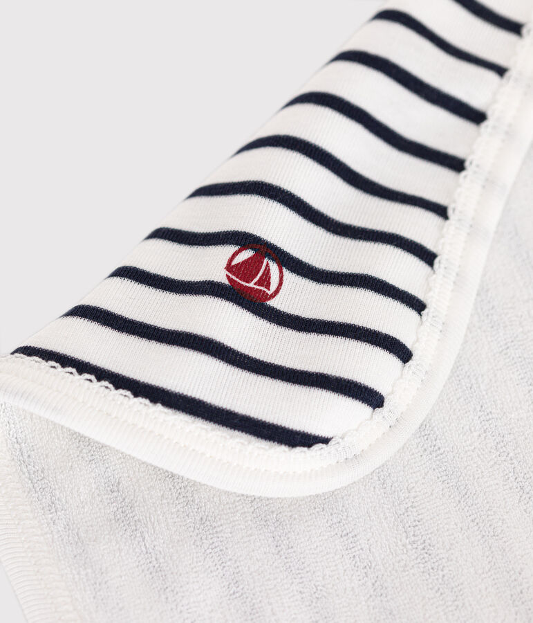 Stripy cotton and terry baby wipes white/blue