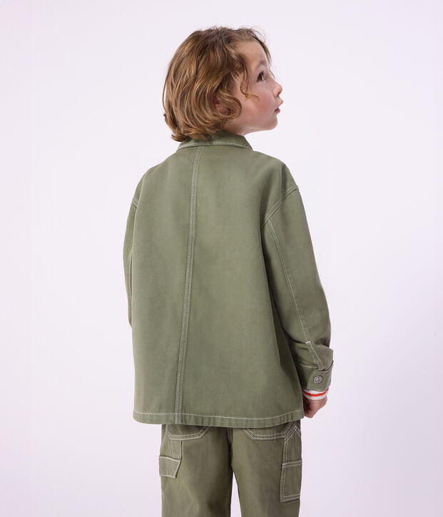 Children's jacket in plain cotton OLIVINE