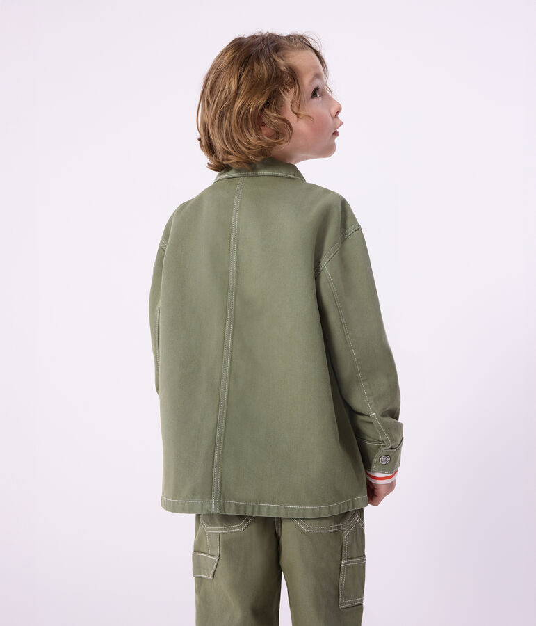 Children's jacket in plain cotton OLIVINE green