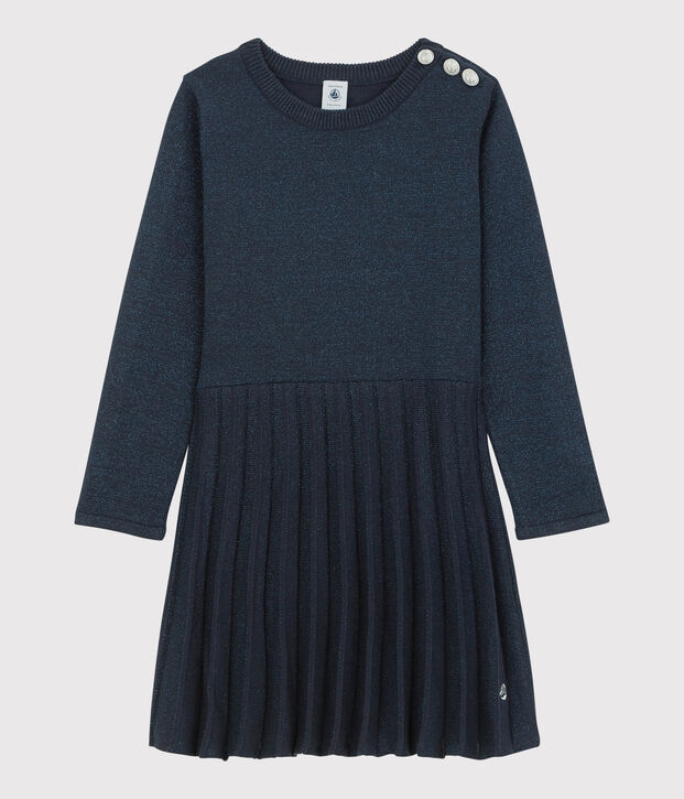 Girls' Long-Sleeved Cotton Dress blue