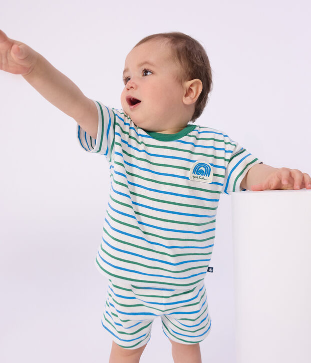 Babies stripy cotton shorts in two colours white/multicolor