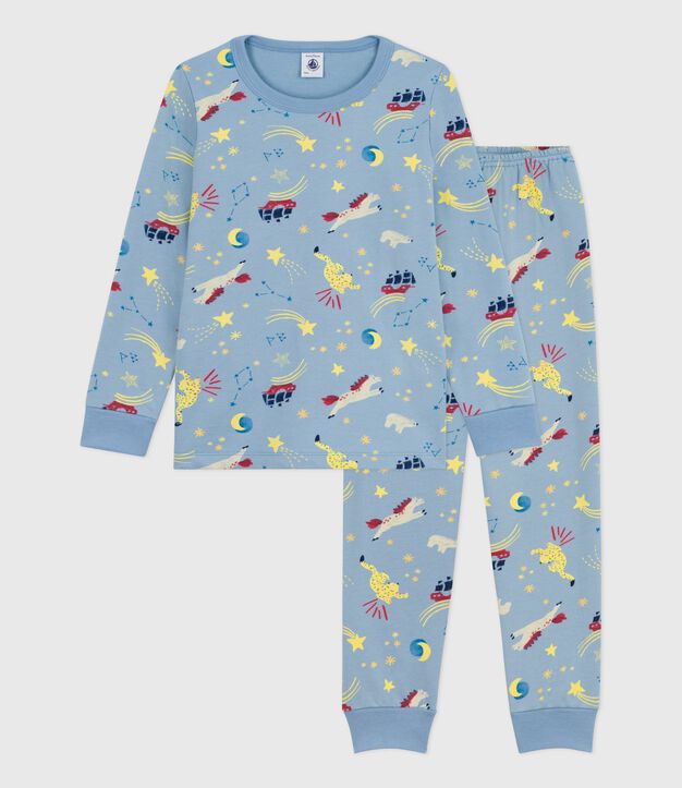 Children's pyjamas in printed fleece blue/multicolor