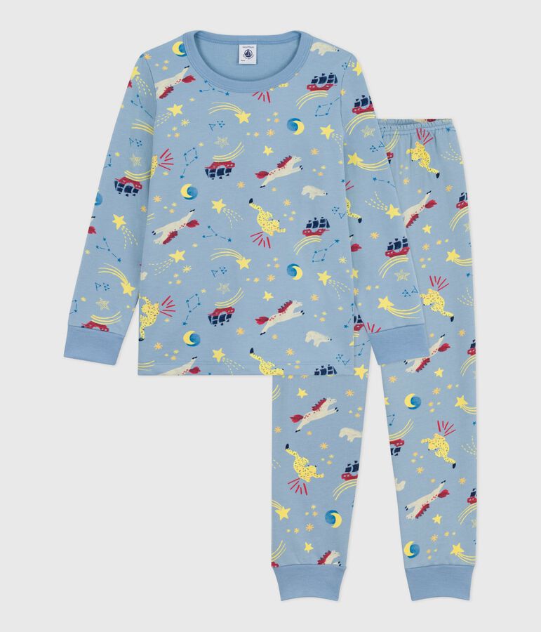 Children's pyjamas in printed fleece blue/multicolor